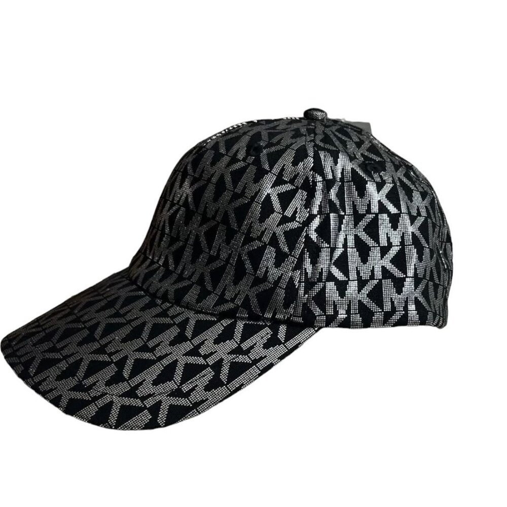 MICHAEL Michael Kors Black and Silver Metallic Baseball Cap